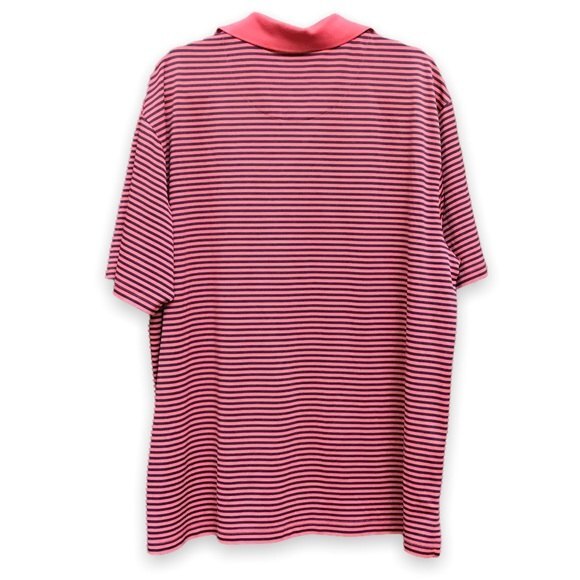 Roundtree & Yorke Performance Orange Navy Stripe Golf Polo Shirt Mens Size XXL - Picture 3 of 11